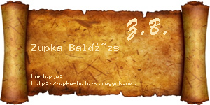Zupka Balázs névjegykártya